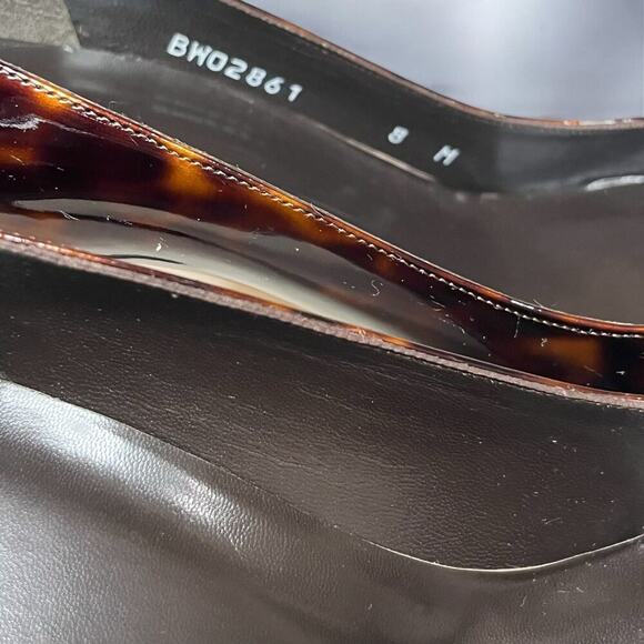 Stuart Weitzman Klinda Patent Leather Tortoise Open Toe Pump Size 8M - Picture 5 of 6